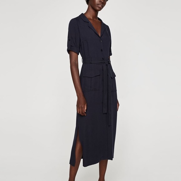 zara navy dress